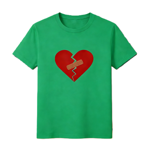 เสื้อยืดลายกราฟิก Broken Heart with Bandage, เสื้อยืดอารมณ์รักที่เจ็บปวดและเยียวยาใจ เสื้อยืดสตรีทแวร์แขนสั้นผ้าฝ้ายขนาดใหญ่พิเศษเสื้อลำลอง - Product Image 2