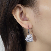 Perhiasan Messi MSE-694 Anting Bunga Cantik Dirancang untuk Wanita Anting Berlian Emas Putih 18K Hasil Laboratorium