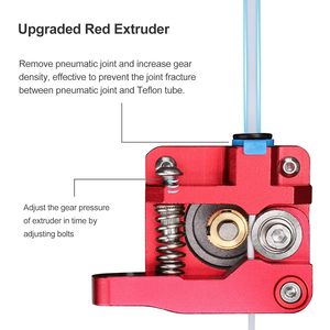 Extrudeur d'imprimante 3D Creality en aluminium, mécanisme d'alimentation de filament de 1,75 mm, rouge, 60 grammes, 1,65x1,65x0,59 cm - Product Image 6