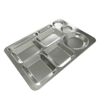 Assiette à dîner en acier inoxydable, boîte à lunch divisée à 9 compartiments, assiette de plateau de nourriture pour restaurant avec couvercle, vente en gros