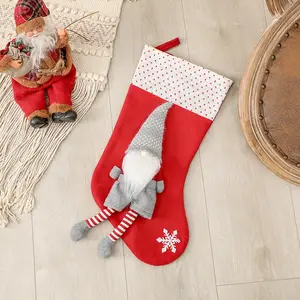 Gnomes nains sans visage feutre chaussettes de Noël nordique Vintage bas de Noël