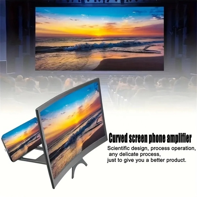 12 Inch Phone Screen 3D HD Magnifier Movie Video Amplifier Holder Enlarger Curved Screen Smartphone Stand