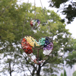 Acchiappasogni con Cuore in Cristallo e Albero della Vita, Campanella a Vento per Decorazione Casa e Auto, Stella Marina - Product Image 5