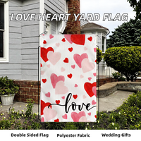 Bandera de Jardín Rectangular con Corazón, Doble Cara, Poliéster, Colores Rojo y Rosa, para Bodas, Aniversarios, Día de San Valentín, Decoración para Exteriores