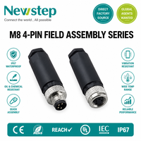 Connecteur M8 en laiton pour câble automobile, 3 broches mâle, 4 trous femelle, étanche IP67, 300V, à souder