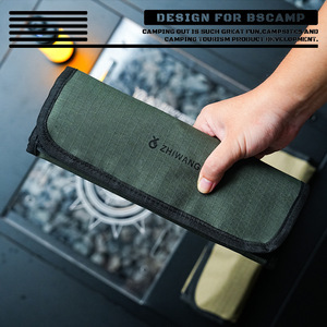 Camping Tableware Set Storage Bag Stainless Steel Knife Fork Spoon Roll Bag Portable Outdoor <b>Flatware</b> Sets Large Capacity - Product Image 4