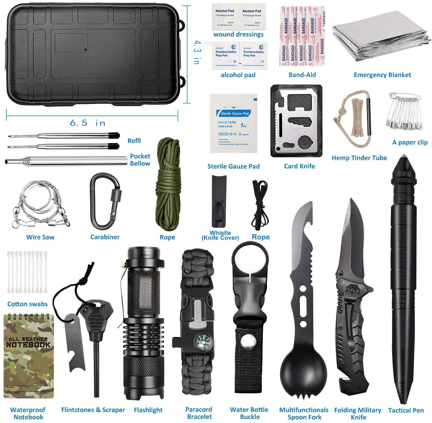 Winter Trekking Hiking Multipurpose Survival Gadgets Emergency Tactical 69 In1 Survival Kit