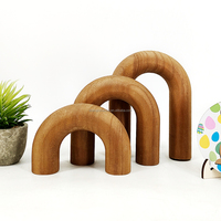 Shangrun en bois 3 pièces sculpté arc en bois étagère objets décoratifs Table basse arc en bois décor pour salon décor
