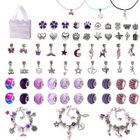 Kit de Pulseras DIY de Aleación con Diseño de Unicornio Rosa de 67 Piezas para Niños, Set de Componentes de Joyería, el Más Vendido