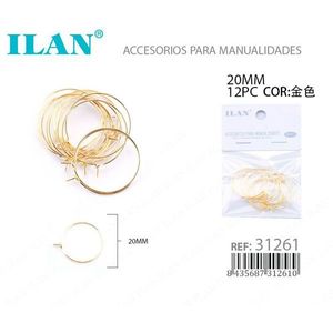 Orecchini a Cerchio in Oro Ilan 20mm, 12 Pezzi, Materiali per Artigianato - Product Image 3