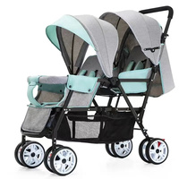Poussettes jumelées pliables de luxe de haute qualité pour enfants, avec capote, idéales pour les voyages