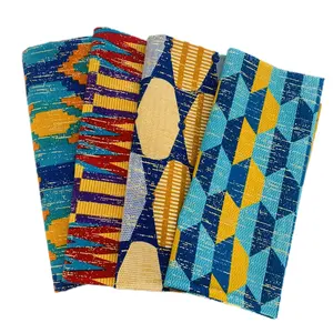 Fashion African Gold Wax 100% Cotton Wax Printed Kente Ghana Wax Fabric Popular African Fabrics