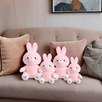Boneka Kelinci Pink Lembut Ukuran Khusus untuk Hadiah Kelas, Mainan Boneka Kelinci Pink untuk Kamar Bayi dengan Isian Kapas PP