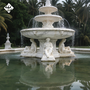 Fontaine d'eau sculptée à la main en marbre de luxe, grande taille, en pierre naturelle de haute qualité, pour hôtel, lac, parc, complexe hôtelier, villa - Product Image 3