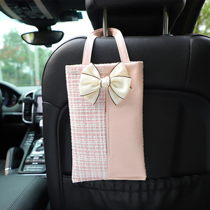 Car <b>Tissue</b> Box Leather Extended Version With Bowknot Rear Seat Backrest Mount - Product Image 1