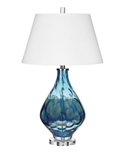 Lámparas de Mesa de Vidrio Teñido con Pantalla de Tela Azul para el Mercado de EE. UU., Reino Unido y Medio Oriente - Product Image 1