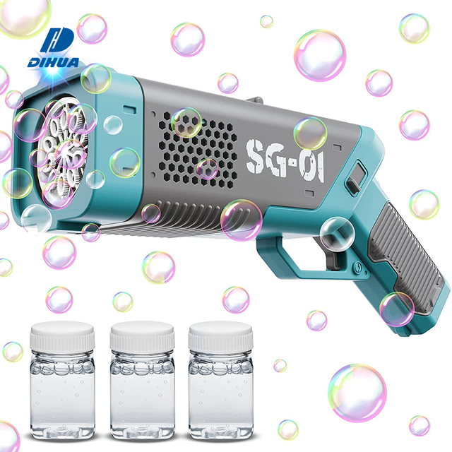 Automatic Electric Bubble Gun with 3 Bottles Refill Solutions Amazing Output Bubble Machine Gun for Kids with Light & Sound