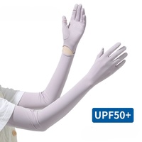Manchons de protection solaire d'extérieur unisexe UPF 50 + Gants en silicone antidérapants à pois Capacité de l'écran tactile Manchons respirants UV pour les doigts
