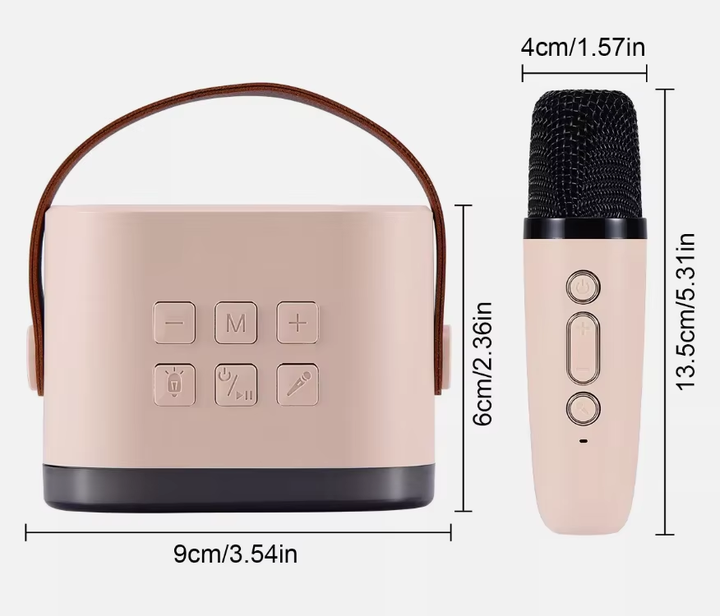 Portable LED Lights Karaoke Speaker Portable Audio Player with Dual Mics for Home Use