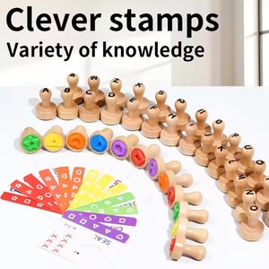 ของเล่นเสริมพัฒนาการทางคณิตศาสตร์สำหรับเด็กชายและเด็กหญิง - ตราประทับแบบลูกกลิ้งสำหรับฝึกการบวก ลบ การคำนวณ ทำจากไม้ - Product Image 3