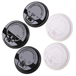 Gobelets en plastique PP jetables écologiques avec logo personnalisable, avec couvercles de 90 mm en blanc/noir pour boissons chaudes Amrico Latte Espresso Mocha - Product Image 1