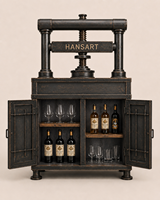 Meuble bar industriel vintage en métal avec double porte, étagères en bois, porte-bouteilles et rangement pour verres pour salon à domicile