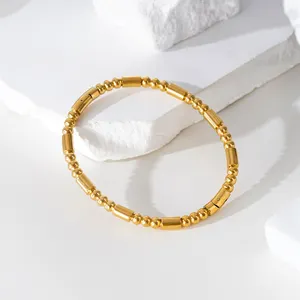 ONYSS Cuff Bangles 18K PVD Gold Plated Stainless Steel Smooth Drop Oil Classical Bracelet For Women