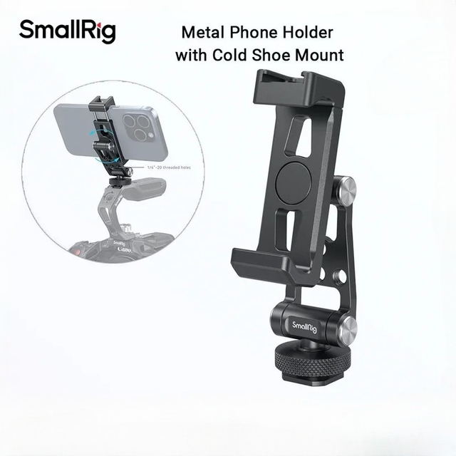 For Smalrig 4382 Cold Shoe Phone Support for RS 3/RS 3 Pro/RS 3 Mini/RS 4/RS 4 Pro Aluminum