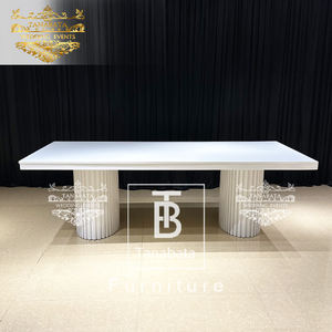 Elegante mesa de comedor de restaurante de MDF blanco de boda con 8 sillas - Product Image 1