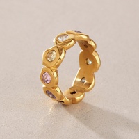Bague tendance en acier inoxydable à bande irrégulière, décorée de plusieurs pierres en zircon cubique, plaquée or, bijoux de mode pour femmes