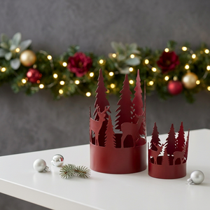 Portavelas Metálicos Rojos con Diseño de Árbol y Ciervo, Decoración Navideña para el Hogar 2026 - Product Image 6