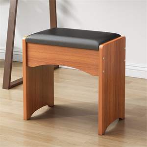 Coiffeuse blanche avec miroir éclairé et tiroirs de rangement pour chambre à coucher, avec pieds en bois et tabouret assorti - Product Image 2