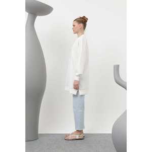 Tunique tricotée pour femme, col rond, noire, style simple, tenue décontractée, 10612TUN - Product Image 2