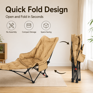 Chaise pliante inclinable portable, réglable pour s'asseoir et se reposer, idéale pour le camping en plein air, la pêche, les pique-niques, la sieste au bureau et les loisirs - Product Image 3