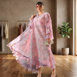 MPRINTS Collection Printemps-Été 2026 D2901 Ensemble de costume en mousseline de coton 100% brodé de fleurs et de rose pour femmes Modèle TC-1545 - Product Image 3
