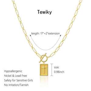 Charm Cross <b>Choker</b> <b>Necklace</b> <b>for</b> <b>Women</b>, Thick Chunky Paperclip Chain Hip Hop <b>Necklace</b> Unisex JewelryTrendy Fashion Jewelry Gifts - Product Image 4