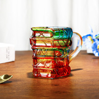 Tasse à café en verre borosilicate peinte, design original, style moderne et épuré, emballage plateau