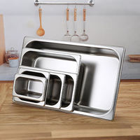 Oulu Kommerzieller GN-Behälter aus SUS201 Edelstahl, 530*325*65mm, Rollrand, stapelbar, für Restaurants und Buffets, 9,3L, Silber, Amerikanisch