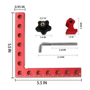 Aluminum Square Right Angle 90 degrees L-shaped Ruler Auxiliary Fixture Positioning Panel Fixing Clip Woodworking Tool