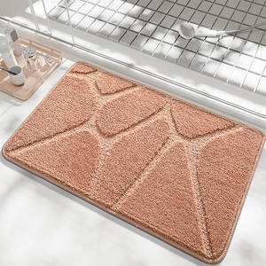 Alfombra de baño minimalista moderna, rectangular, con patrón geométrico, de fibra de poliéster, absorbente, antideslizante, para uso en el baño y el dormitorio - Product Image 2