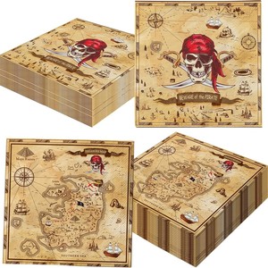 Vente chaude moderne Pirate chasse au trésor thème serviettes pour enfants Halloween fête d'anniversaire vaisselle décoration - Product Image 4