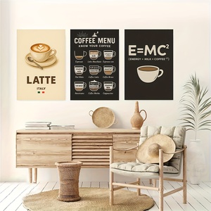 HAOWAI OEM/ODM Attes, menu café, équation de l'efficacité énergétique cadre <span class=keywords><strong>en</strong></span> bois toile mur Art rétro café thème cuisine décor - Product Image 4