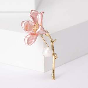 Broches de Joyería Elegantes para Mujer, Accesorios para Vestidos, Broches de Perlas, Broches de Flores Azules y Rosas Esmaltados en Oro - Product Image 3
