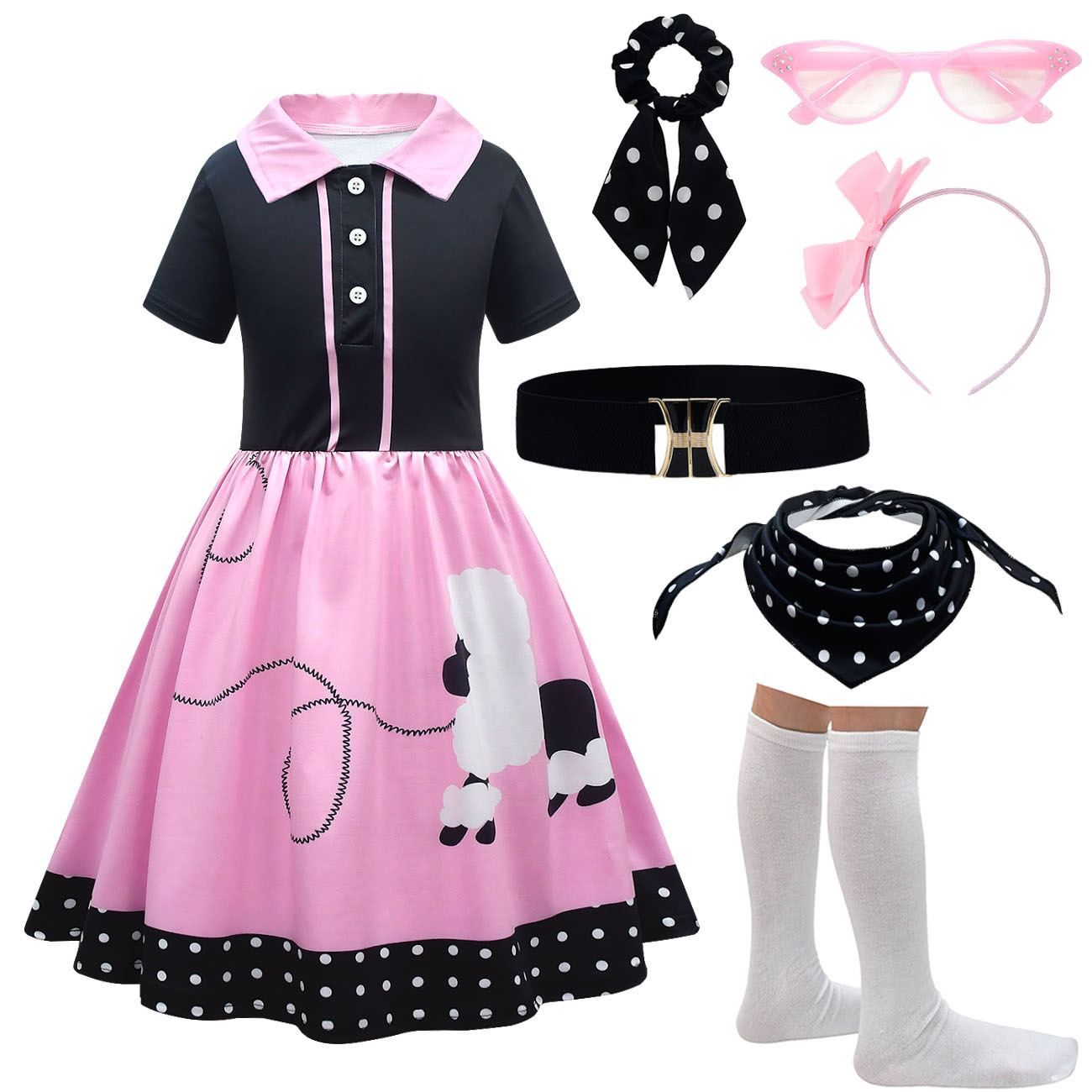 Pink dress+6 piece set