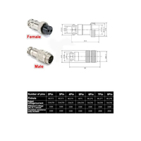 Aviator M12 4Pin GX16 Circular Cable Wire Connector 4-8 Pin 16mm Hole Waterproof PCB LED 16MF Male Plug Female Socket for Power