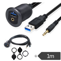Nuevo Cable de Audio USB 3.0 con Montaje en Panel USB3.0 DC3.5mm y Cable de Extensión USB-A DC 3.5mm con LED Integrado para Coche y Motocicleta 2025