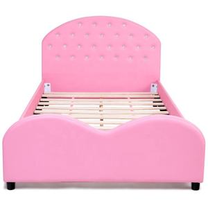 Fabriek Gratis Monster Houten Roze Schoonheid Kids 'Queen Size Pu Lederen Twin Platform Meisjes Jongens Gestoffeerde Bed - Product Image 5