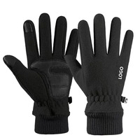 Gants unisexes en polaire pour sports d'hiver, ski, cyclisme, à doigts entiers, doublés, chauds, personnalisables, compatibles écran tactile