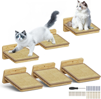 Étagère murale naturelle pour chat en bois avec marches en sisal, pour grimper ou jouer, pour chatons et chats adultes.