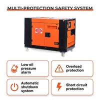 Générateur diesel silencieux 10,5 kW, 10 500 kW de puissance de crête, triphasé, démarrage électrique, générateur diesel robuste, alimentation de secours d'urgence